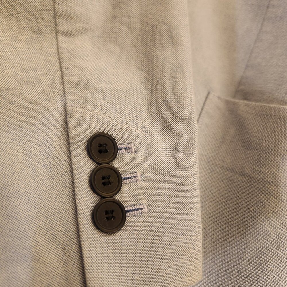 Light Blue Men's H&M 100% Cotton Blazer with Elbow Patches Size 44R Excellent - Picture 7 of 16